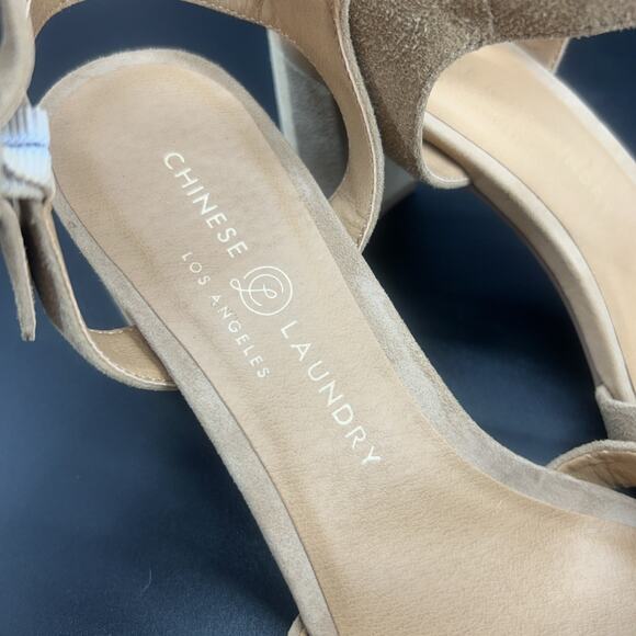 Chinese Laundry Womens 8.5 Nude Ankle Strap Open Toe Block Heeled Sandals READ - Picture 8 of 8